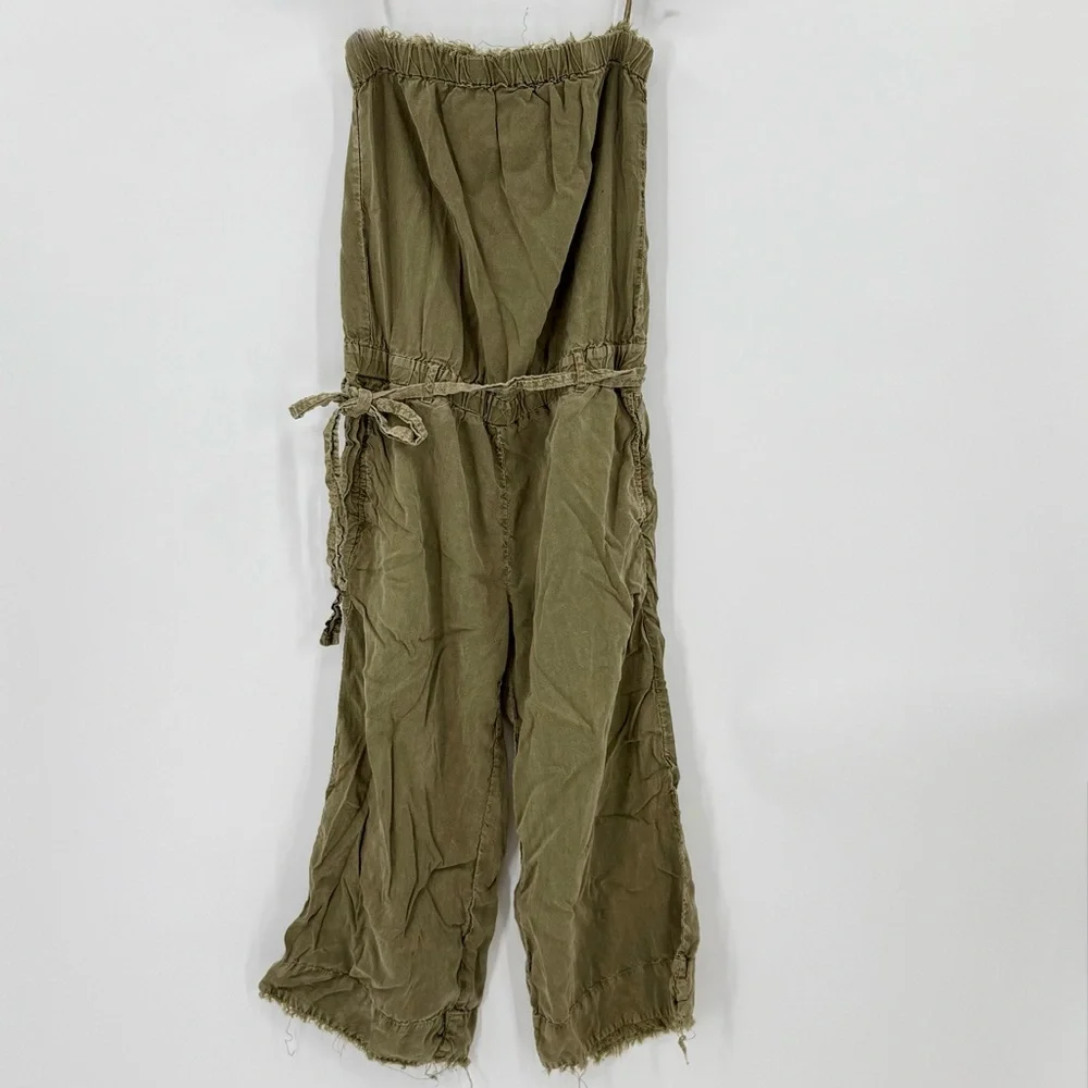 Cloth & Stone Strapless Jumpsuit Small Olive Green Boho Anthropologie Style - Picture 2 of 7